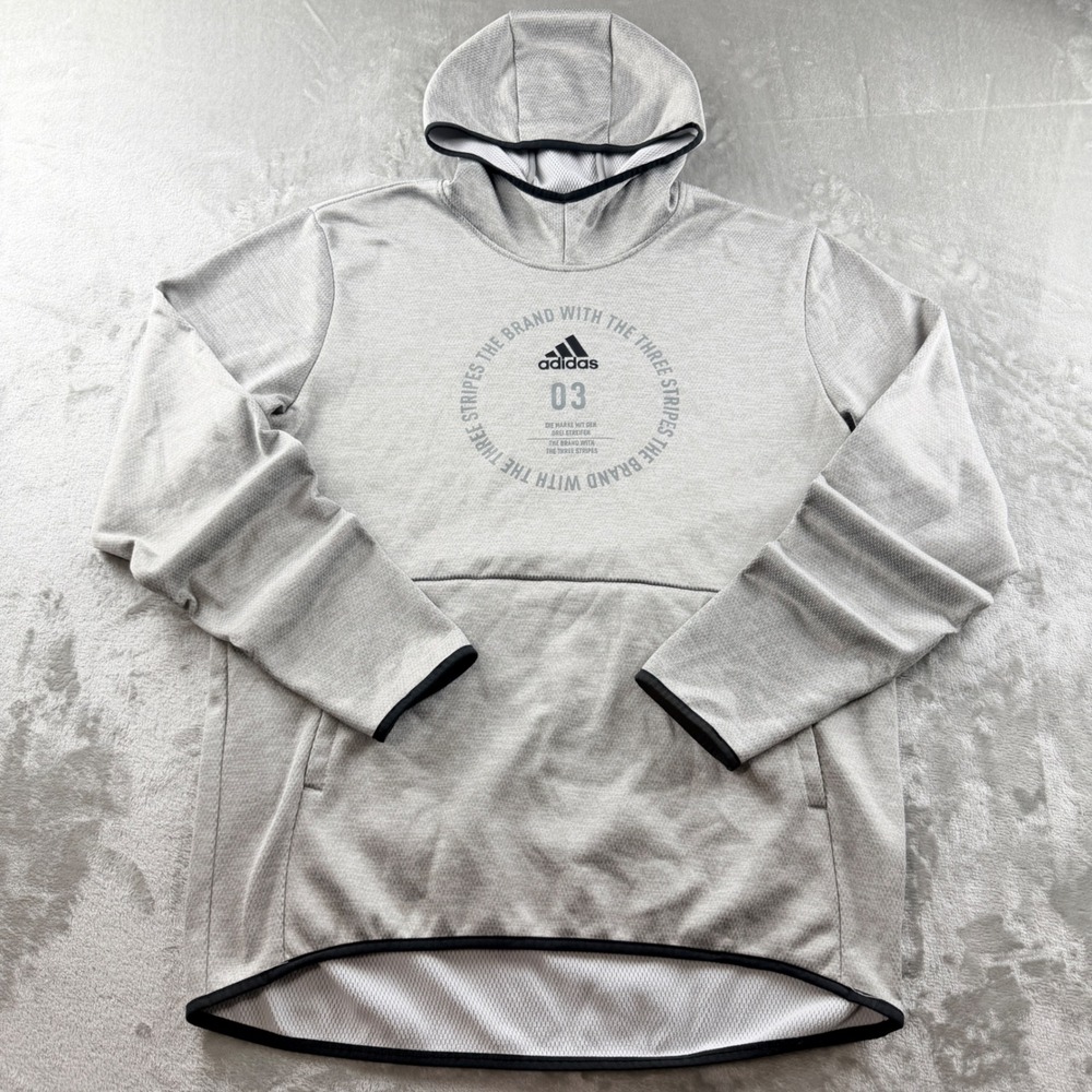 Adidas Men's Large 03 The Brand With The Three Stripes Grey Hoodie Pullover